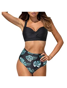 Rpaeoy Costume Donna Due Pezzi Sportivo Vita Alta Bikini Triangolo