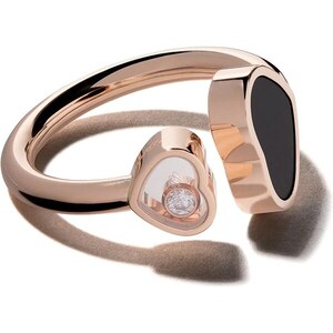 Chopard Anello Happy Hearts In Oro Rosa 18kt Onice E Diamanti ROSE