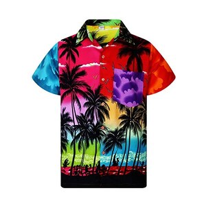 V H O Camicia Hawaiana Eccentrica Da Uomo A Maniche Corte Con