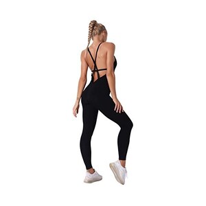 Landove Tuta Intera Donna Aderente Sportiva Sexy Body Schiena Scoperta