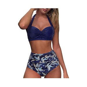 Sammoson Costumi Da Bagno Donna Bikini Vita Alta Push Up Curvy Sportivo