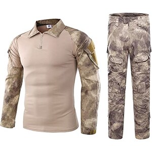 Uugood Camicia Militare Uomo Pantaloni Multicam Camicia Da