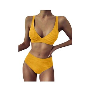 Generico Set Di Vita A Righe Da Donna Con Bikini Con Scollo All