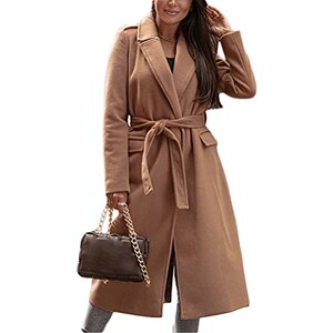 Minetom Donna Trench Coat Autunno Inverno Manica Lunga Elegante Tinta