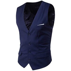 Quge Gilet Uomo Monopetto Senza Maniche Scollo A V Slim Fit Elegante