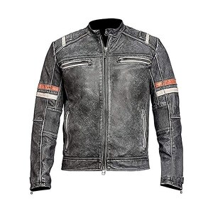 Jorde Calf Giacca Da Uomo Vintage Cafe Racer Retro 2 Giacca Nera Da