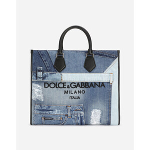 Dolce Gabbana Shopping Grande In Denim Patchwork Stileo It