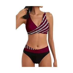 Zueauns Bikini Da Donna Con Seni Grandi Costume Da Bagno Push Up Sexy