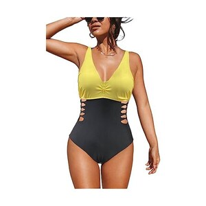 Jfan Costume Intero Donna Sexy Con Scollo A V Costume Donna Piscina Con