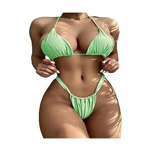 Nograx Bikini Donna Bikini Donne Solid Swimweus Triangle Set Bikini Set