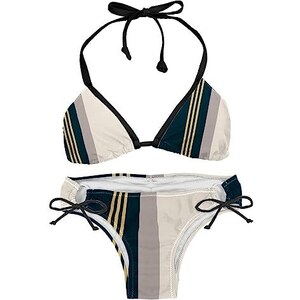 Suojapuku Bikini Da Donna Costume Da Bagno A Due Pezzi Motivo A Strisce