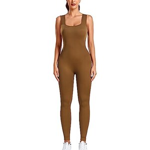 Starbild Tuta Intera Donna Collo Quadrato Jumpsuit Sportiva A Coste