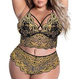 Ella Lust Plus Size Sexy Lingerie Scollo A V Vita Alta Pizzo Floreale