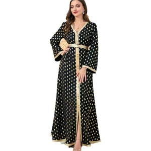 Fulbant 2023 Abito Da Donna Musulmano In Oro Abito Turco Abaya Lungo