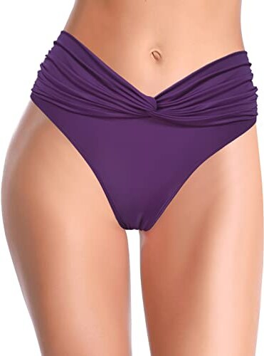 SHEKINI Donna Pantaloni Bikini A Vita Alta Di Base Twist Slip Costume