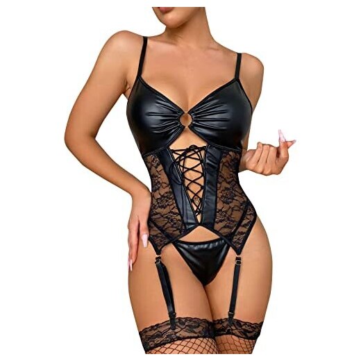 HUyydza Tuta A Rete Sheer Lingerie Perizoma Donna Sexy Hot Lace