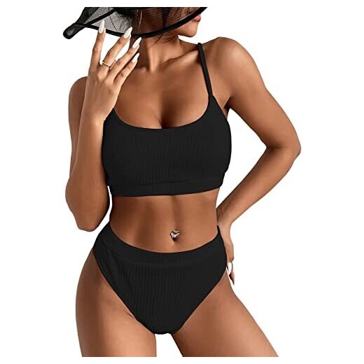 KOEMCY Costume Da Bagno Donna Vita Alta Bikini Set Triangolo Sexy