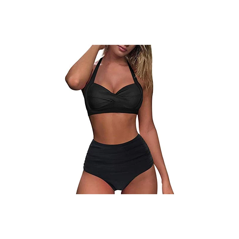 Sammoson Completino Costume Da Bagno Donna Sexy Due Pezzi Vita Alta Push Up Curvy Bikini