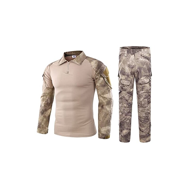 Uugood Camicia Militare Uomo Pantaloni Multicam Camicia Da