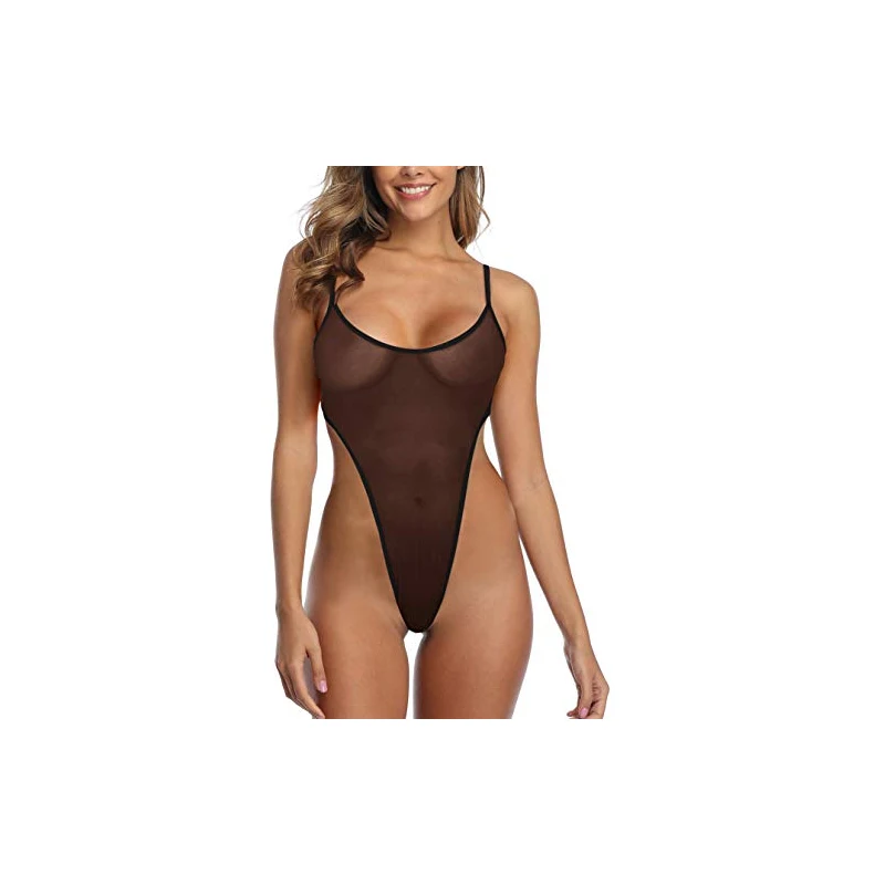 SHERRYLO See Through One Piece Swimsuit High Cut Micro Monokini Bikini