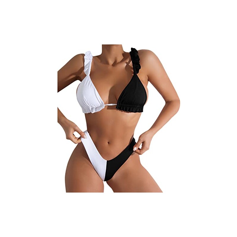 Chuxi Donne Moda Contrasto Colore Imbottito Bikini Costume Da