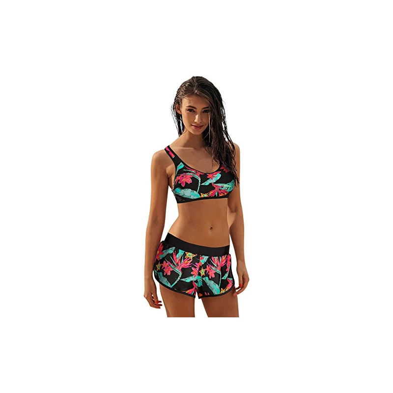 Modaworld Costume Da Bagno Donna Bikini Due Pezzi A Vita Alta