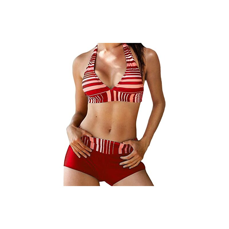 Modaworld Costume Da Bagno Donna Due Pezzi Bikini Con Pantaloncini