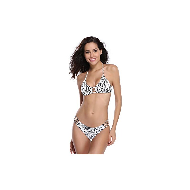 Shekini Donna Sexy Bikini Cutout Brasiliano Vintage Stampati Halter Due