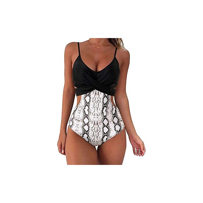 Chechury Costume Da Bagno Intero Donna Vita Alta Incrociato Bikini