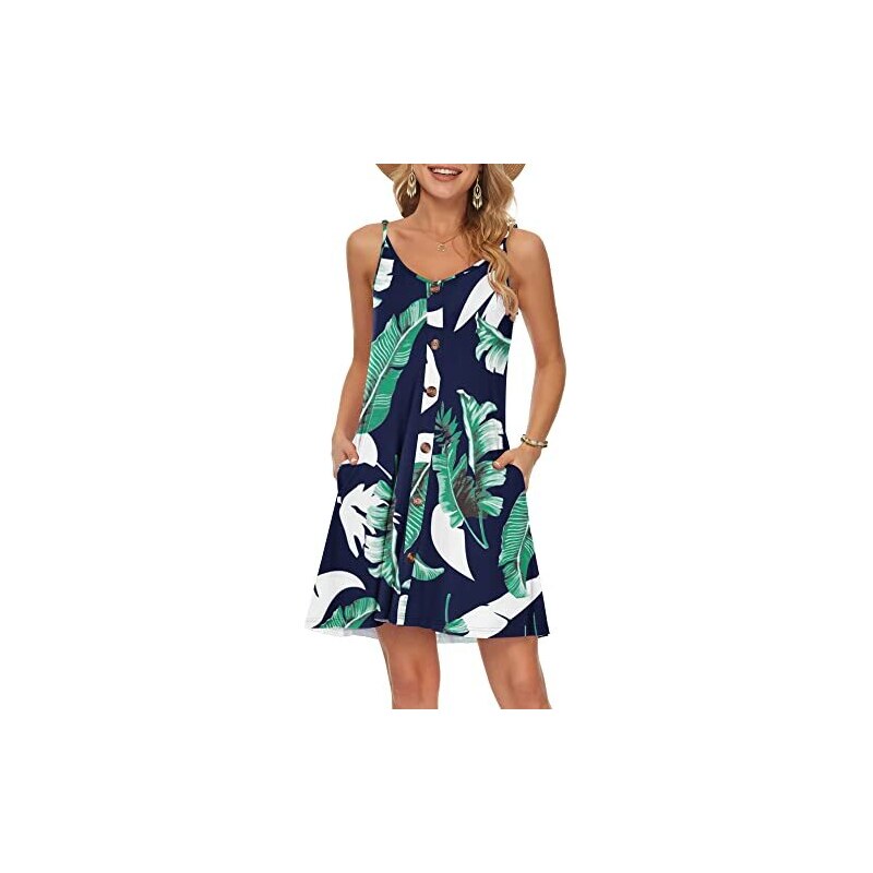 Wneedu Abito Estivo Donna Vestito Spiaggia Cinturino Spaghetti