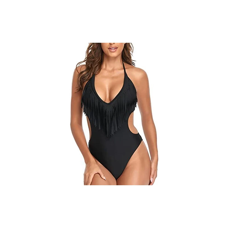 Feoya Costume Da Bagno Intero Da Donna Con Scollo A V Profondo Bikini