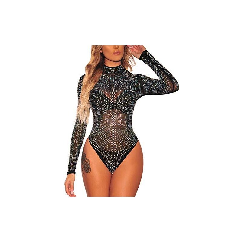 SEBOWEL Body Donna Sexy Elegante Mesh Trasparente Lingerie Bodysuit