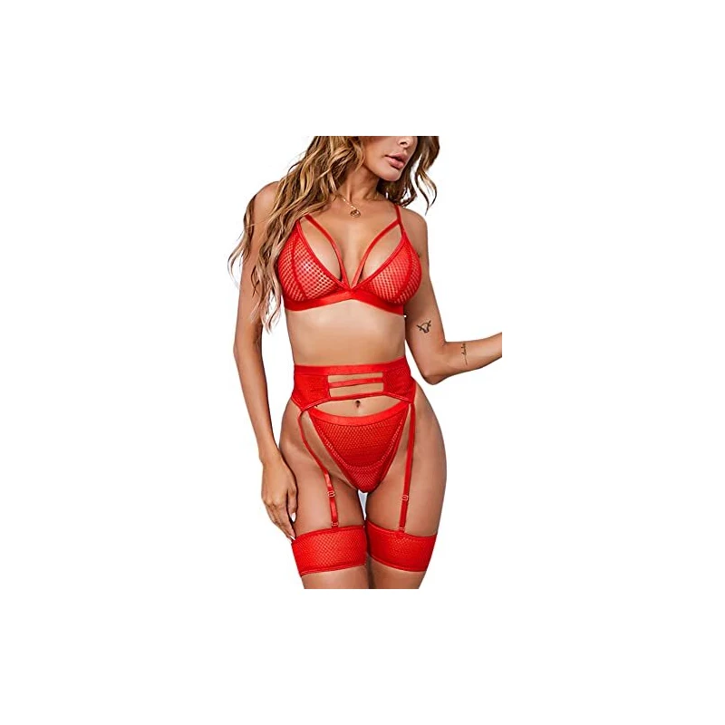 Aranmei Intimo Donne Sexy Pezzi Lingerie Set Con Reggicalze E