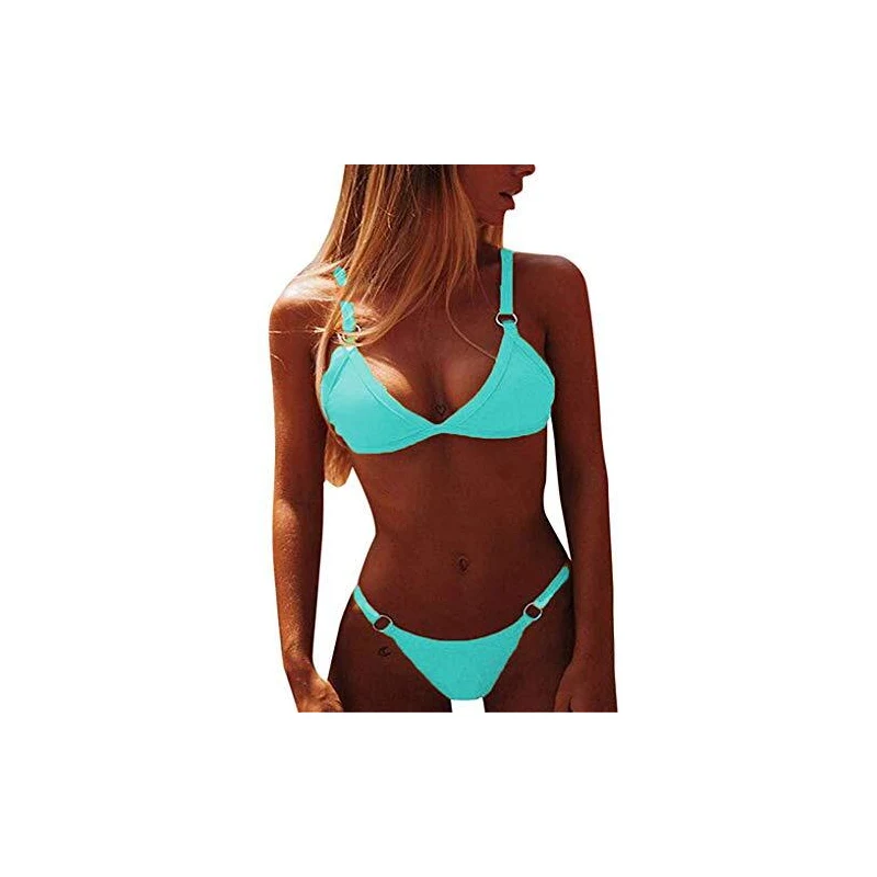 Yutdeng Costume Da Bagno Donna Push Up Triangolo Bikini Due Pezzi Tinta