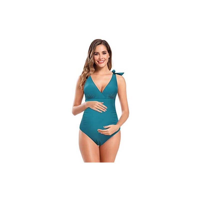 SHEKINI Maternity Costume Da Bagno Intero Da Donna Scollo A V Tracolla