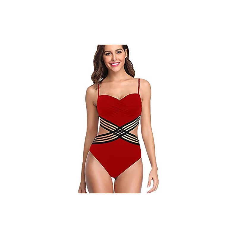 Peuignao Bandeau Bikini Fascia Donna Costume Da Bagno Intero Donna