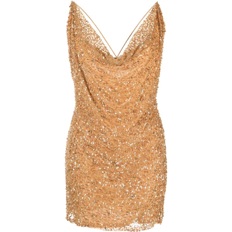 Retrofete Abito Corto Mich Con Paillettes Oro Stileo It