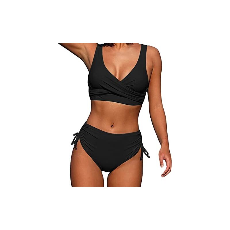 Iqyu Donne Della Pancia Donna Split Wrap Lace Up Bikini Tinta