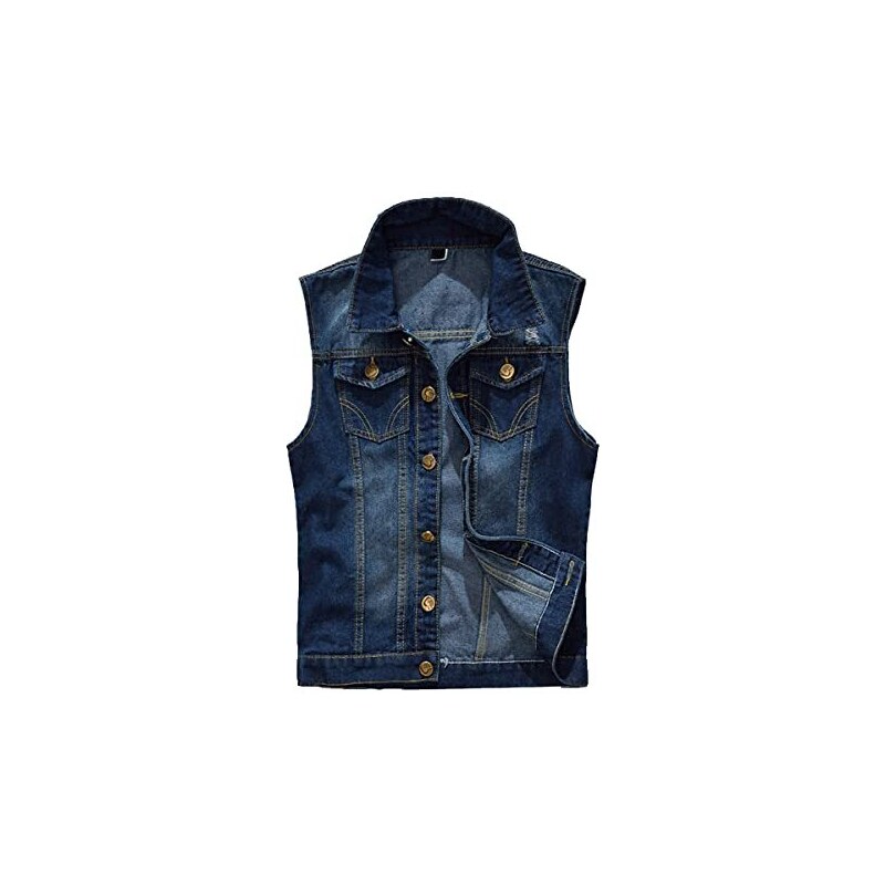 Kelmon Giacca Denim Uomo Gilet Per Vintage Strappato Gilet Di Jeans Da