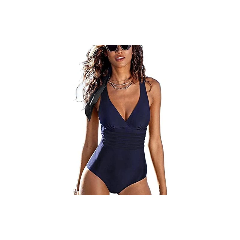 SUGSHYN Costume Intero Donna Scollo A V Curvy Costumi Da Bagno