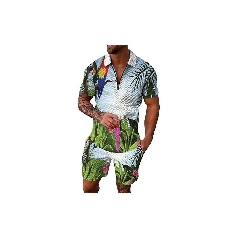 Keerlonno Completo Uomo Casual Due Pezzi Camicia Hawaiana