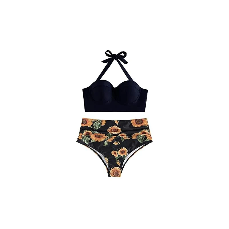 MGSFGlk Costume Donna Due Pezzi Bretelle Regolabili Strisce Bikini