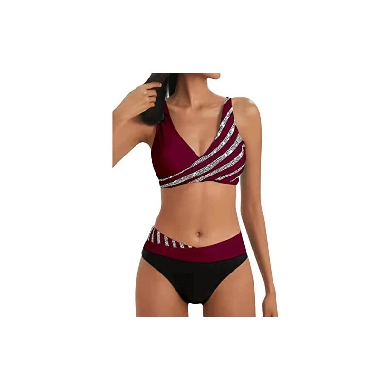 Zueauns Bikini Da Donna Con Seni Grandi Costume Da Bagno Push Up Sexy