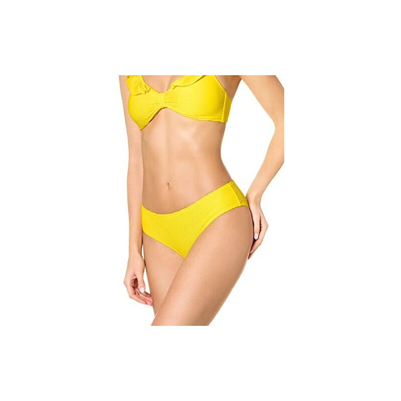 Goldenpoint Bikini Donna Costume Slip Fianco Medio A Costine Tinta