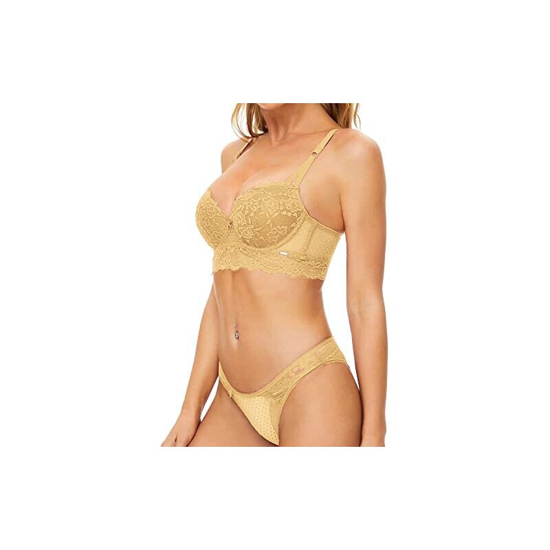 SHEKINI Completo Intimo Donna Push Up Reggiseno In Pizzo Con Ferretto