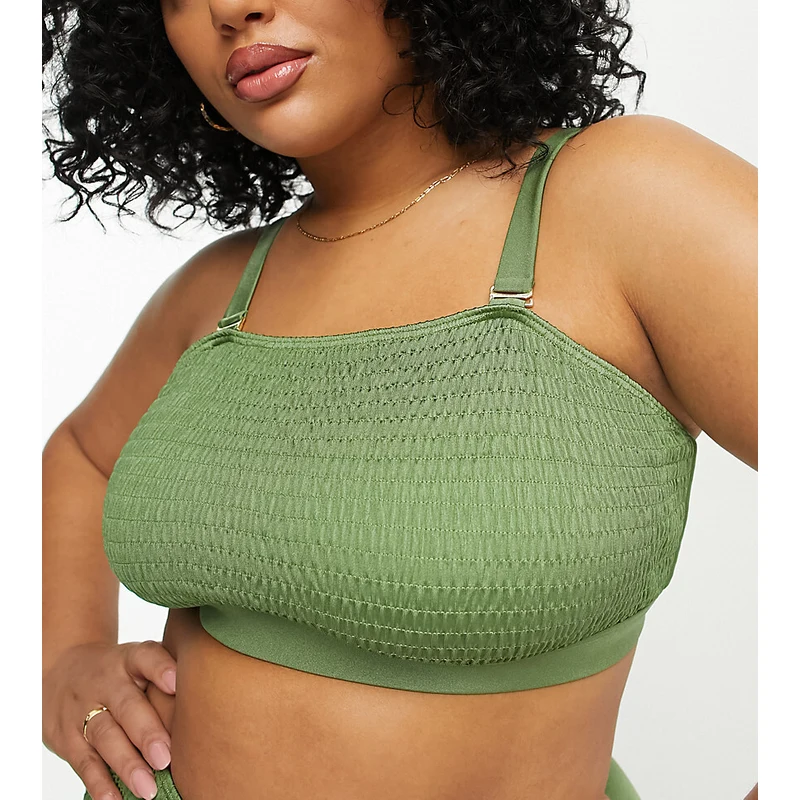 Esclusiva South Beach Curve Crop Top Bikini Con Nodo In Tessuto