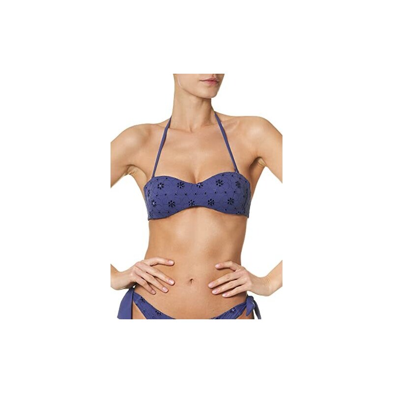 Goldenpoint Bikini Donna Costume Reggiseno Fascia Sangallo Colore Blu