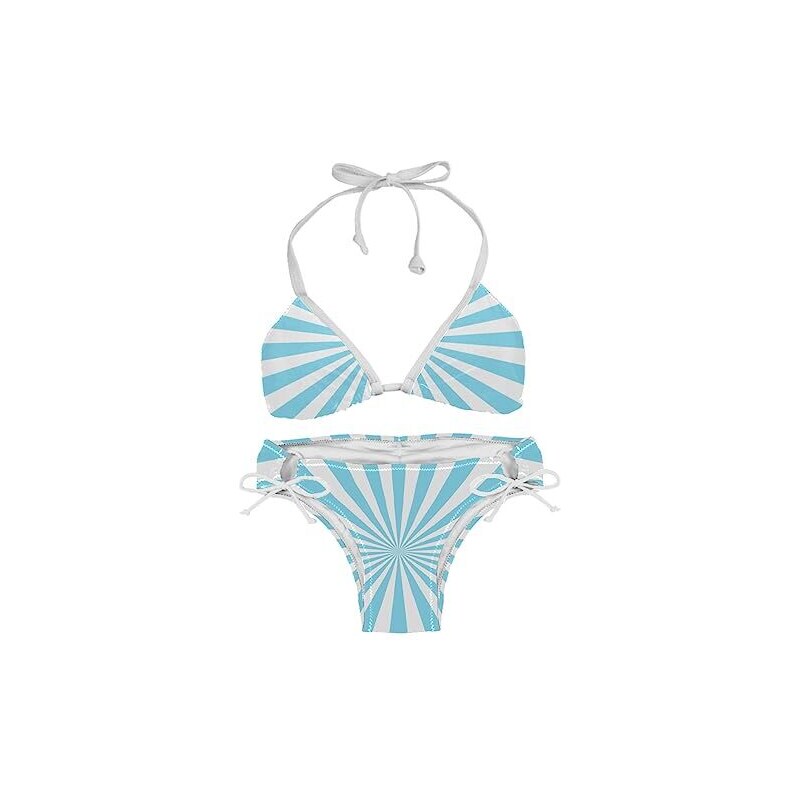 Suojapuku Costume Da Bagno Bikini A Triangolo Da Donna Strisce Bianche