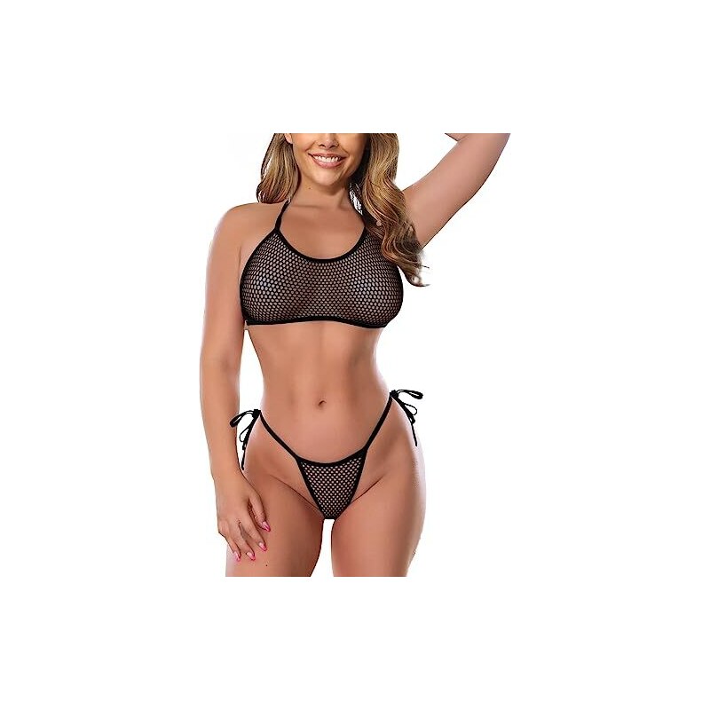 Sherrylo Mini Bikini Trasparente Con Lacci Laterali E Lacci Laterali