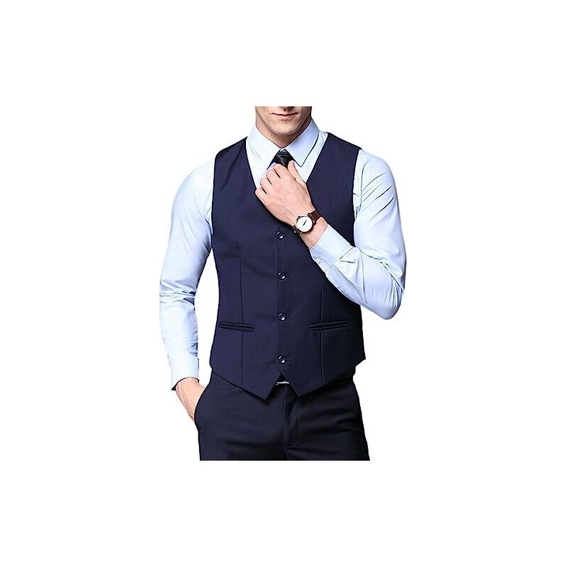 OUSHOP Gilet Da Uomo Formale Da Lavoro Gilet Slim Fit Con Scollo A V